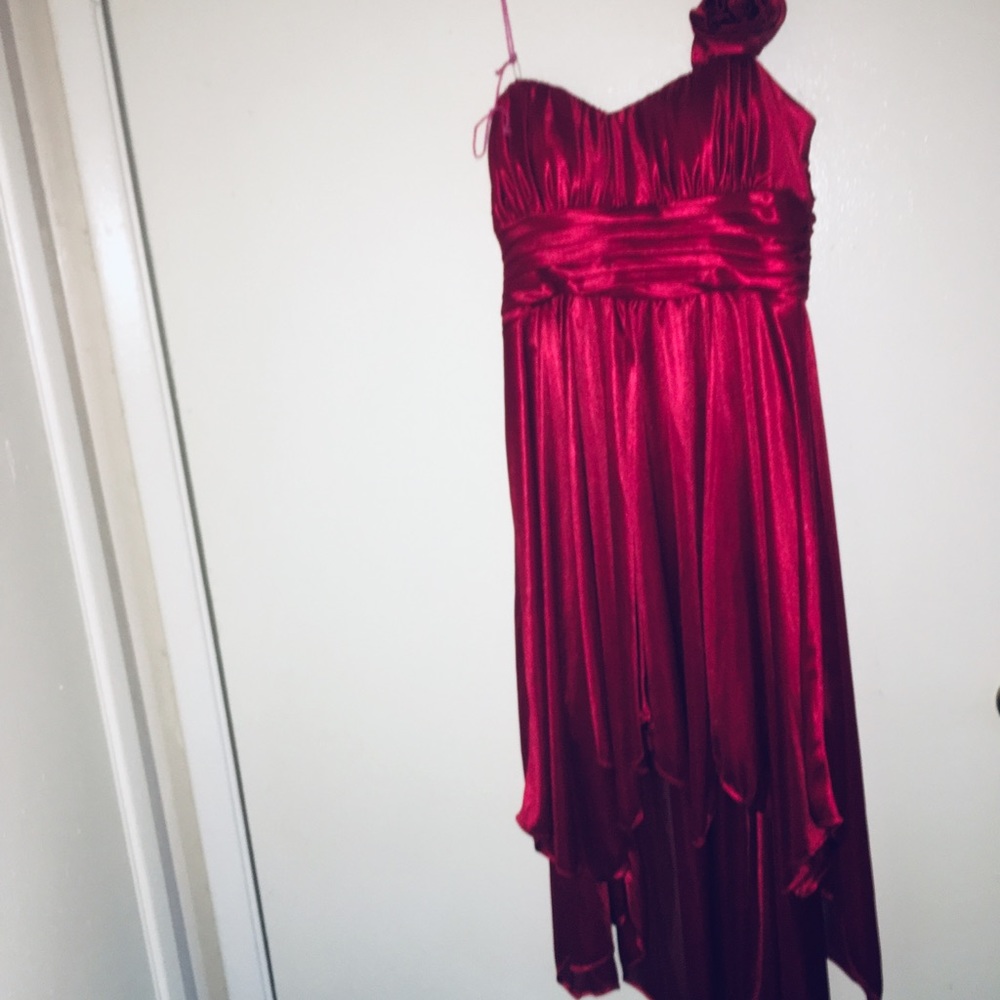 Red silk salsa dress only worn 1x  brand new
